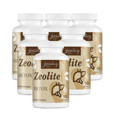 Jovianoy Zeolite Detox capsules bottle close-up showing organic detox blend for gut comfort.