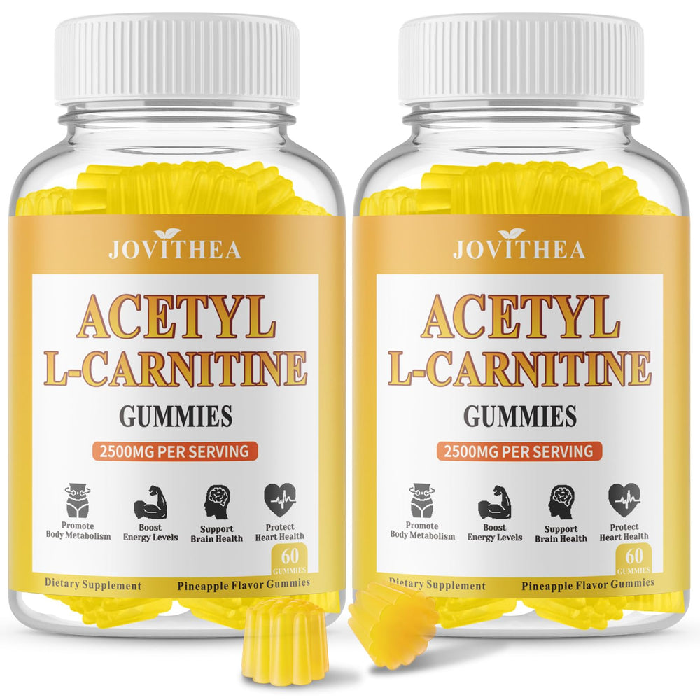 JOVITHEA Acetyl L-Carnitine Gummies bottle with pineapple flavor for on-the-go energy.