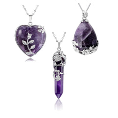 Jovivi flower-wrapped crystal necklace with heart pendant for everyday elegance