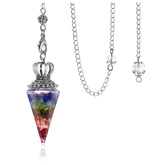 Jovivi natural 7 chakra pendulum closeup with resin-wrapped crystal for precise divination