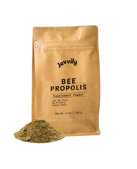 Jovvily Bee Propolis Powder in a resealable bag showing purity and freshness.