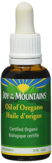 Joy of the Mountains oregano oil bottle—premium organic extract for daily flavor