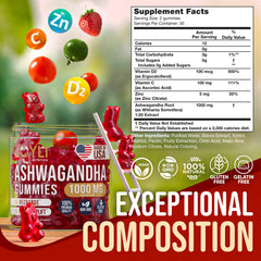 Joyli Ashwagandha Gummies bottle label highlights USA-made formula