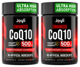 Joyli Nutrition CoQ10 500mg bottle front view highlighting double-pack value for daily energy support.