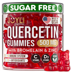JOYLI Quercetin Gummies bottle front highlights sugar-free daily wellness option.