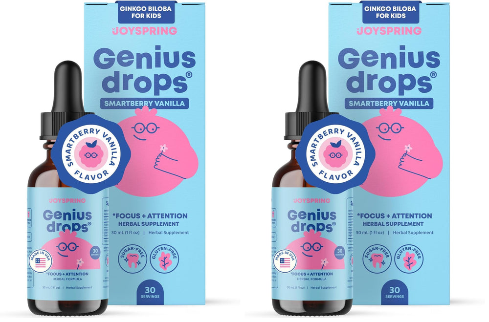JoySpring Genius Drops Smartberry Vanilla bottle with dropper for easy daily dosage.