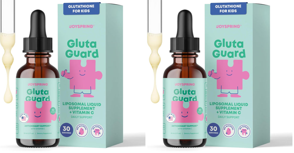 JoySpring liposomal glutathione for kids bottle supports easy daily supplementation.
