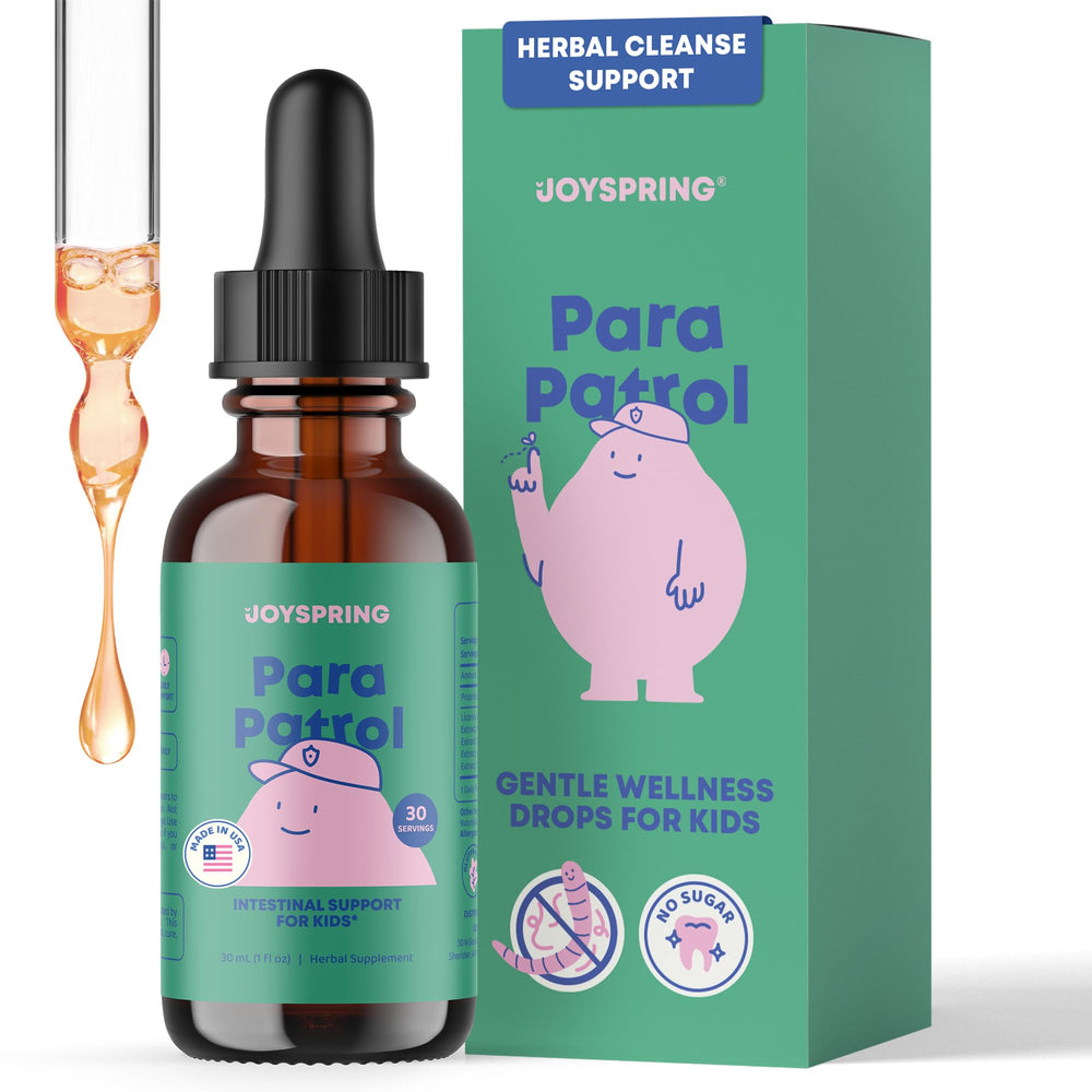 JoySpring ParaPatrol bottle and label for simple daily use
