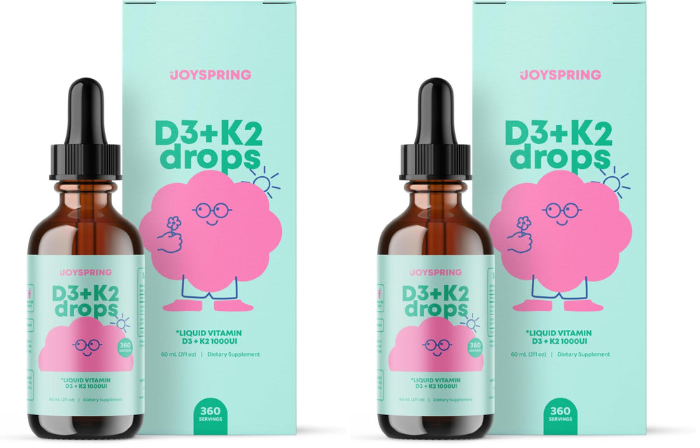 JoySpring Vitamin D3 K2 Kids Drops bottle for bone support in kids