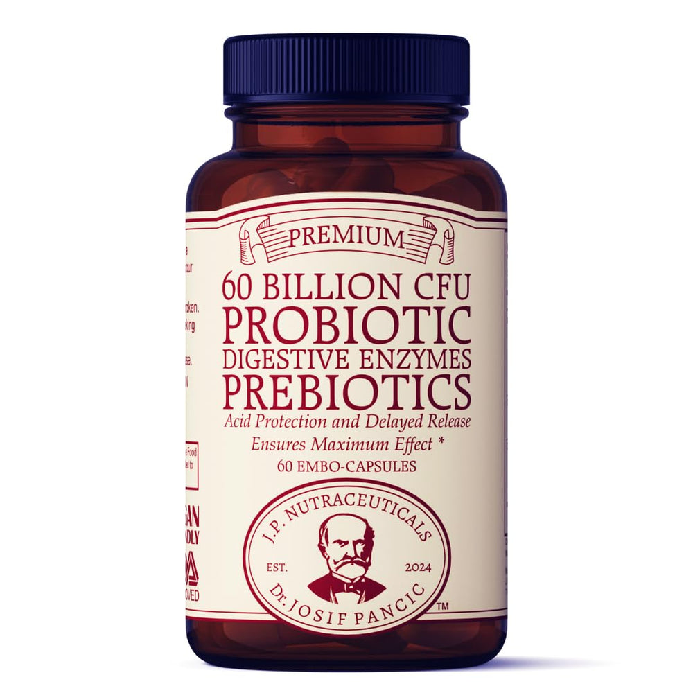 J.P. Nutraceuticals Dr. Josif Pancic probiotic bottle for gut health and daily balance.