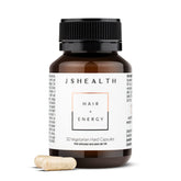 JSHealth Hair and Energy Formula bottle with capsules for daily vitality
