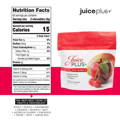 Juice Plus+ fruit and berry blend chews with whole-food ingredients.