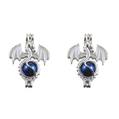 Julie Wang small silver dragon locket for bead cages, convenient necklace jewelry making.