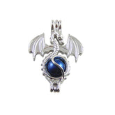 Julie Wang dragon locket charm in silver for aroma diffuser pendants, ideal for on-the-go aromatherapy.