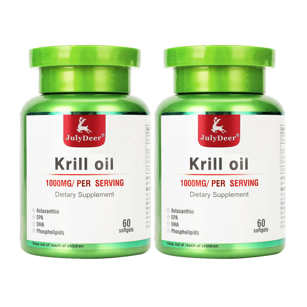 JulyDeer Antarctic Krill Oil bottle showing premium omega-3 source for daily use
