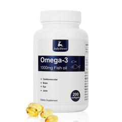 JulyDeer fish oil omega-3 1000mg bottle label highlights purity and potency.