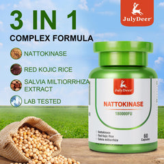 JulyDeer nattokinase serving card shows 6,000 FU per serving.