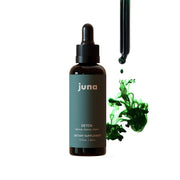 Juna Chlorophyll Drops bottle close-up highlighting 3X potency and mint lemon flavor