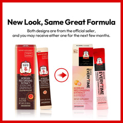 JUNG KWAN JANG Everytime red ginseng stick label highlights 1000mg ginseng and grapefruit.