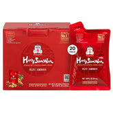 Jung Kwan Jang Hong Sam Won bottle closeup highlights natural energy boost for daily activity.