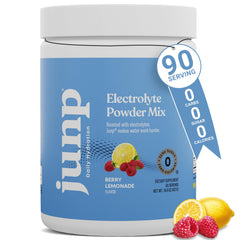 JUNP Berry Lemonade electrolyte powder bottle pour for quick on-the-go hydration.