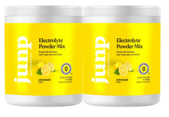 JUNP Electrolytes Lemonade powder tub ready for hydration and flavor.