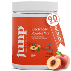 JUNP electrolytes powder bottle with scoop, sugar-free and keto-friendly hydration support.