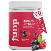 JUNP Electrolytes Powder Wild Berry tub for sugar free hydration during workouts
