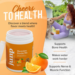 JUNP zero-calorie label showcases sugar-free hydration without extra calories.