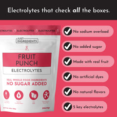 Just Ingredients Fruit Punch Electrolytes being poured into glass after workouts.