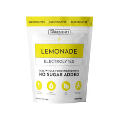JUST INGREDIENTS Lemonade Electrolytes bottle pouring for quick post-workout hydration