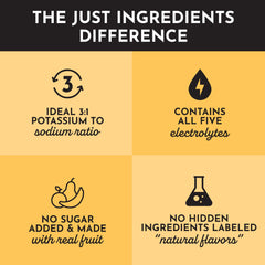 Just Ingredients Orange Pineapple Electrolytes bottle pour demonstrates quick mixing on the go.