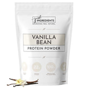 JUST INGREDIENTS Vanilla Protein Powder bottle front, natural aroma ideal for smoothies.