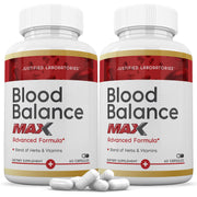 Justified Laboratories Blood Balance Max bottle front with capsules visible for daily support