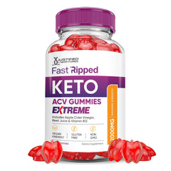 Justified Laboratories Fast Ripped ACV Gummies envase práctico para la rutina diaria.