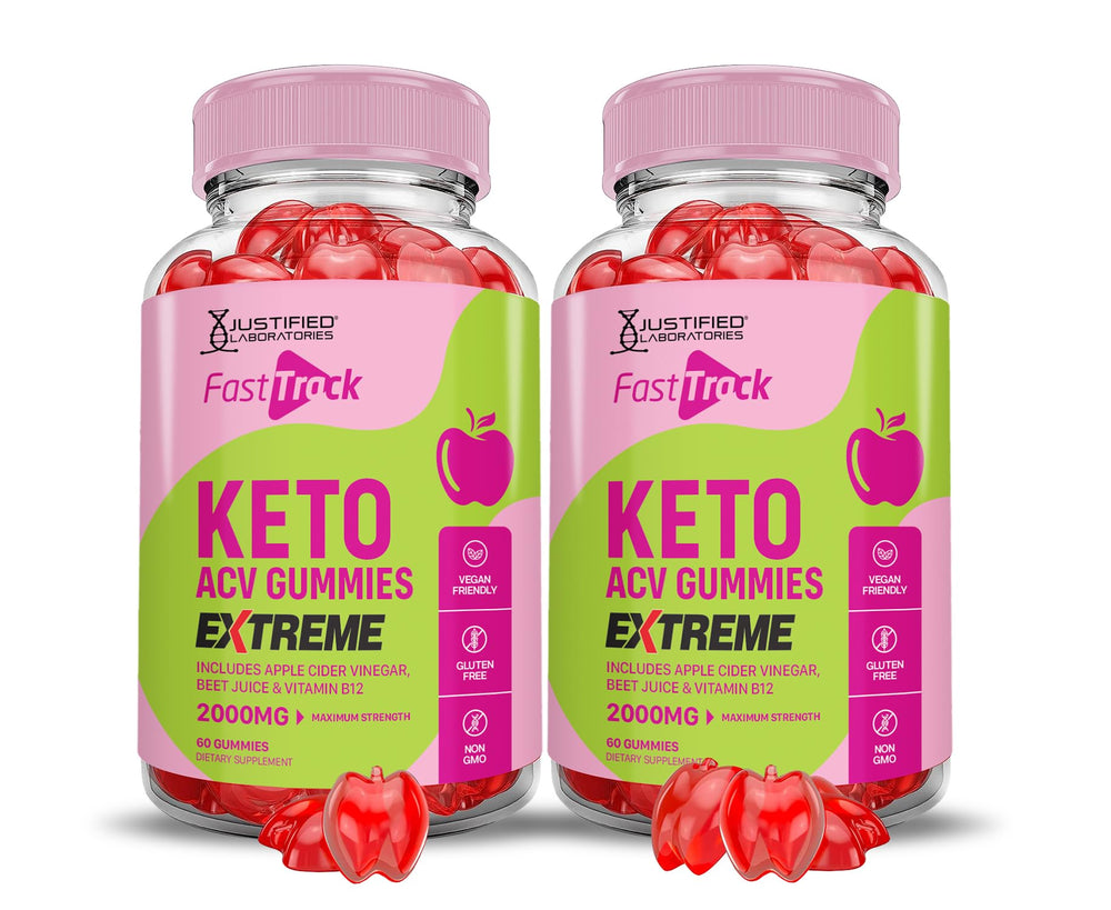 Justified Laboratories Fast Track Keto ACV Gummies Extreme 2000MG bottle front for daily flavor and convenience