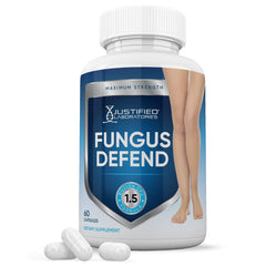 Justified Laboratories Fungus Defend bottle ready for daily probiotic nail support