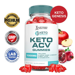 Justified Laboratories Keto Genesis gummies close-up with apple cider vinegar and beet juice.