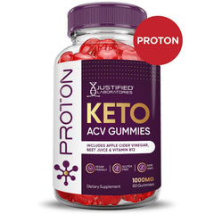 Justified Laboratories Proton Protein Keto ACV Gummies with B12 and folate for energy support.
