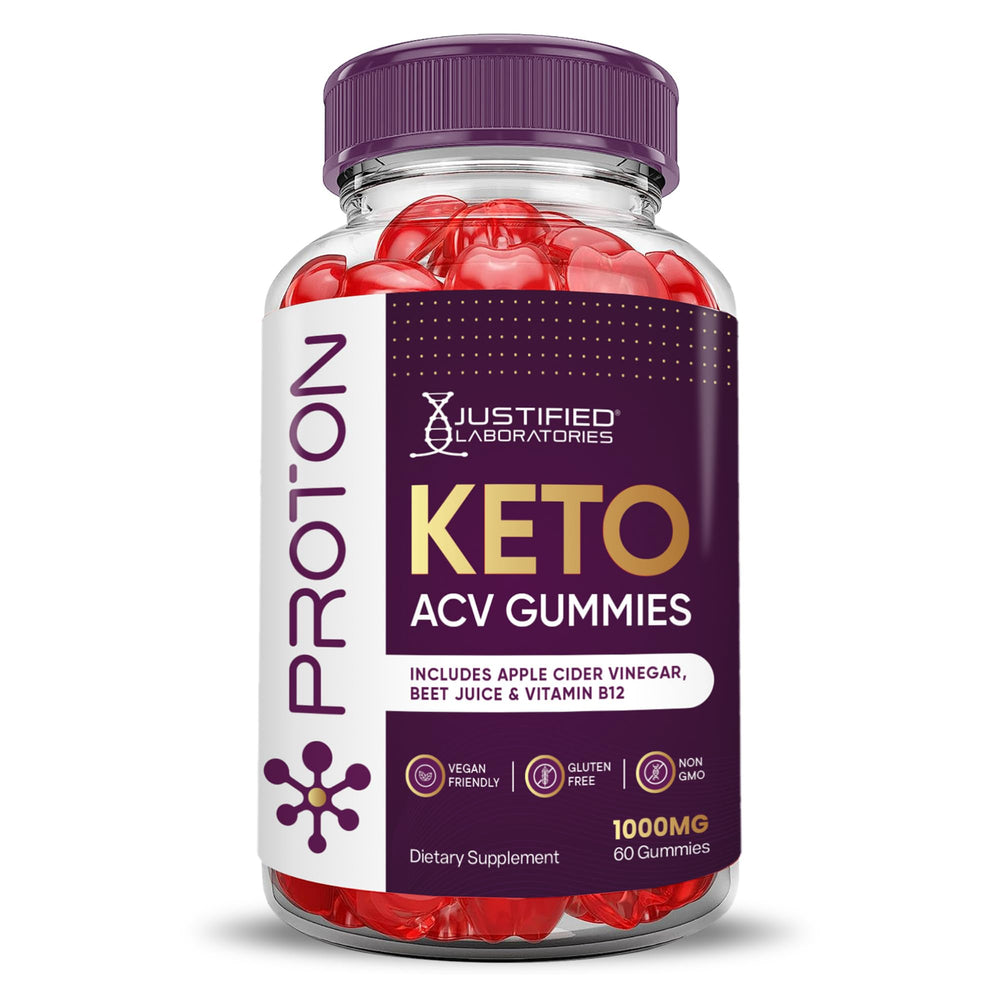 Justified Laboratories Proton Protein Keto ACV Gummies bottle for easy daily wellness.