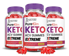 Justified Laboratories Pure Slim Keto ACV Gummies bundle front view, convenient daily snack and wellness support.
