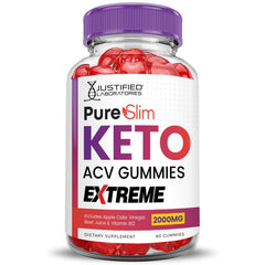 Justified Laboratories Pure Slim Keto ACV Gummies pomegranate visual emphasizes fruity taste