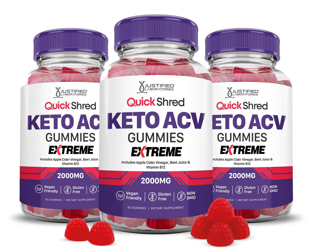 Justified Laboratories Quick Shred Keto ACV Gummies Extreme bottle with apple cider vinegar for daily energy support