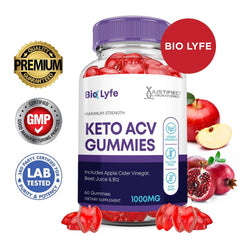 Justified Laboratories Bio Lyfe Keto ACV Gummies ingredients beet-pomegranate visible.