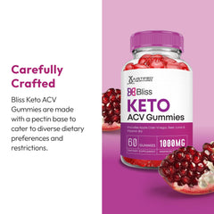 Justified Laboratories Bliss Keto ACV Gummies apple cider visual focuses on 1000mg ACV per serving.