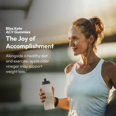 Justified Laboratories Bliss Keto ACV Gummies ingredients panel highlights beet juice, pomegranate, and B12 benefits.