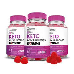 Justified Laboratories Bliss Keto ACV Gummies pack front showing vibrant fruit flavors.