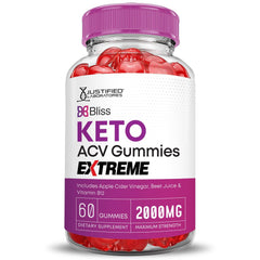 Justified Laboratories Bliss Keto ACV Gummies texture close-up shows pectin chew.
