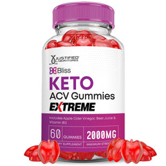 Justified Laboratories Bliss Keto ACV Gummies texture close-up shows pectin chew.
