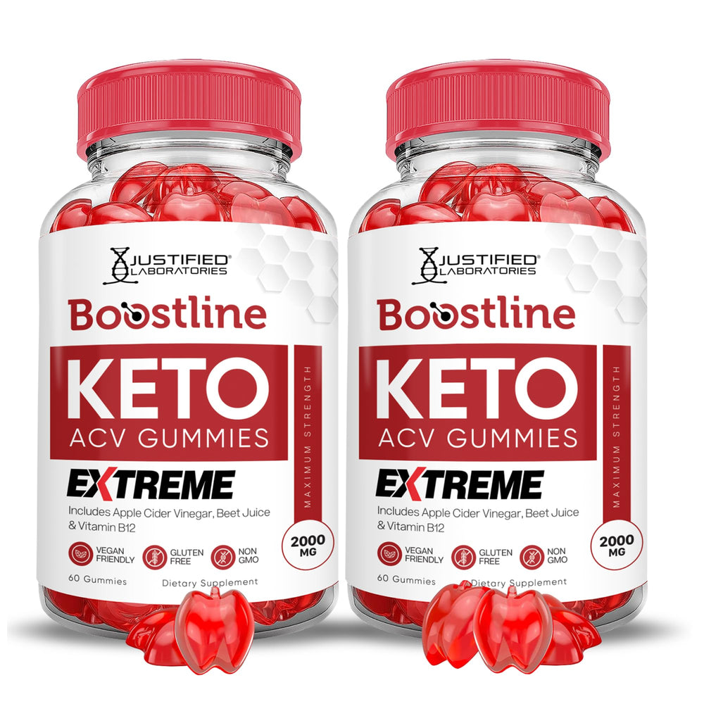 Justified Laboratories Boostline Keto ACV Gummies bottle front, vegan convenient daily snack.